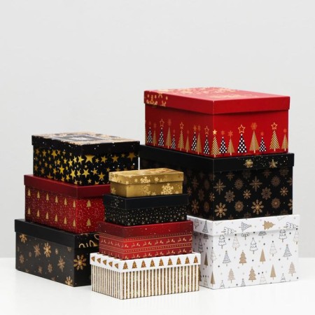 A set of boxes 10 in 1 "Golden", 30.5 x 19 x 13 - 12 x 6.5 x 4 cm-2