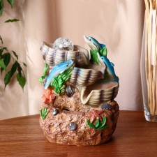 Dolphins fountain of shells, 11x16x24 cm (with backlight)