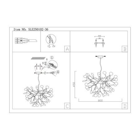 Ceiling EVOLUCE lamp. Sle250102-36. Avola. 36x3 W, G4, 4000K, 80x80x40 cm, white color-3