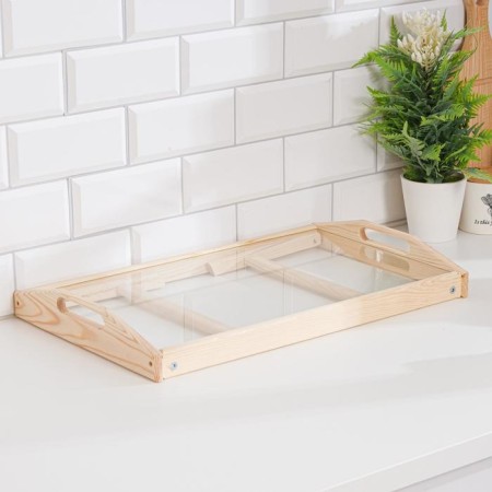 Folding breakfast table, 50 × 30cm, with handles, glass-4