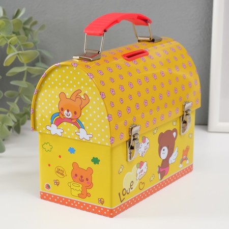 Pig a case metal "Mishutka on yellow" 13x16x8.5 cm-5