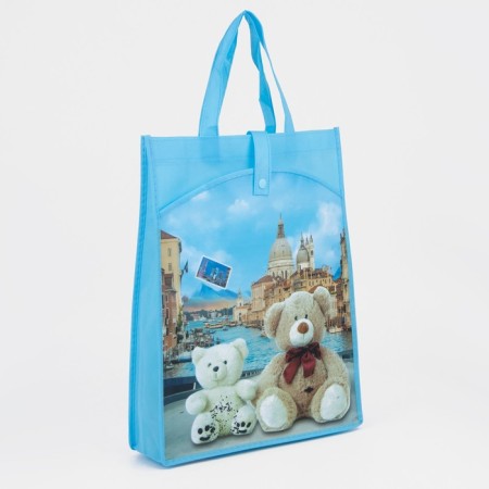 Button bag, outer pocket, blue color