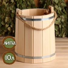 A bucket of linden, 10l, a stainless hoop, a handle-a-river, 