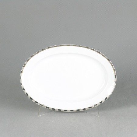 Opal oval dish, “platinum plates” decor, 32 cm-1