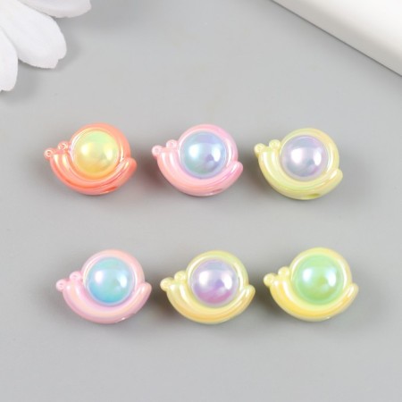 Bead for creativity plastic "Snail" set 6 pcs. Color with mother -of -pearl mix 1.4x1.8 cm