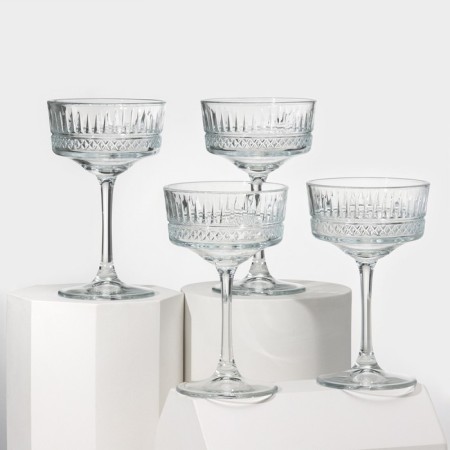 A set of glass glasses for champagne Elysia, 260 ml, 4 pcs