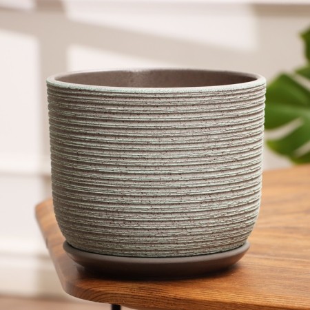 Flower Pot "Vine" Green gray Book No. 3, 2.9 liters
