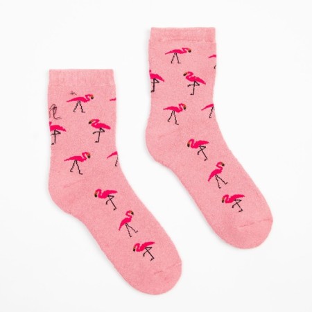 Women's terry socks "Flamingo", pink color, size 23-25-1