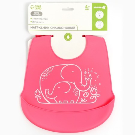 Bibslate for feeding silicone with pocket, pink color-1
