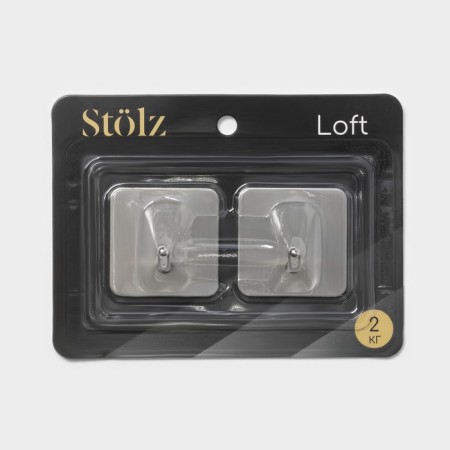 Self -adhesive hooks Stölz “Classic”, 2 pcs, square, 4.5 × 4.5 × 3 cm, chrome-4