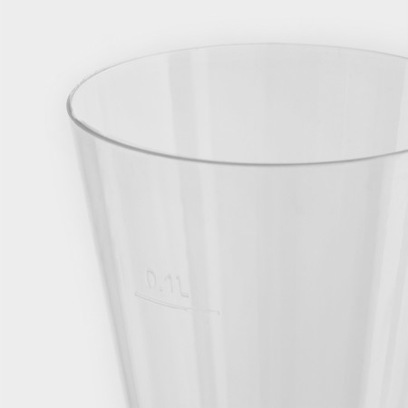 A single -single -plastic glass for champagne “cone”, 150 ml, with a black leg, the color is transparent-11