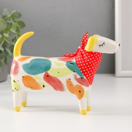 Souvenir Ceramics "Pyosik with a scarf" Multi -colored spots 16.7x5x11.8 cm-3