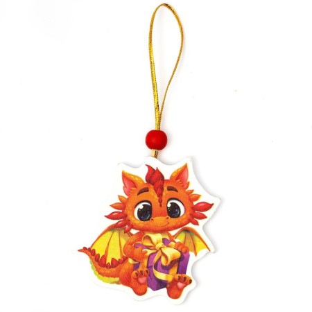 New Year's Wooden Suspension "New Year! Dragon with a gift "-1