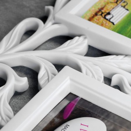 Photo frame plastic in 2 photos 10x15 cm "3 roses" white 34x20 cm-2