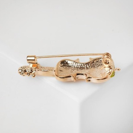 Brooch "Violin", black and white color in gold-1