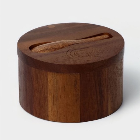 Bank for spices with a spoon, 10 × 6 cm, acacia