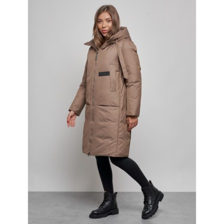 Coat insulated winter female, size 48, brown color-2