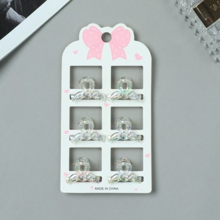Hair crab "Avanti" (set of 6 pcs) loops, 2.5 cm, transparent-2