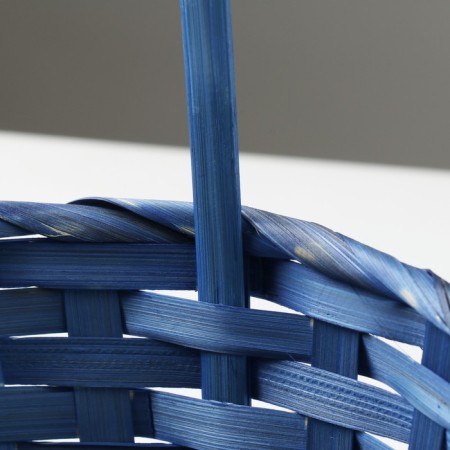 Wicker basket, d19 x 9 x 32 cm, blue, bamboo-4