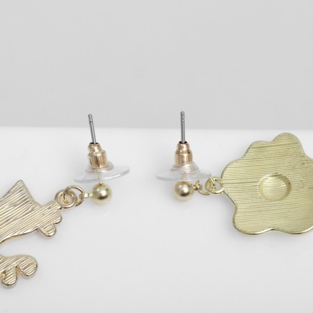 Emall earrings “What was before” chicken and egg, colored in gold-2