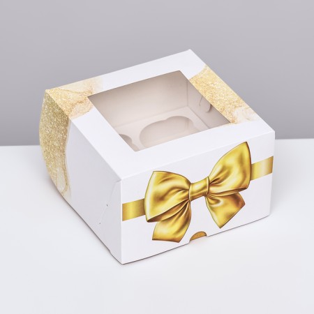 Packaging for 4 cupcakes with a window, Bant, 16 x 16 x 10 cm