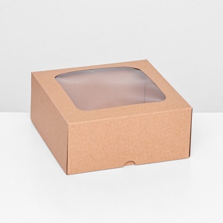 The box is folding, the lid is, with a window, craft, 15 x 15 x 6.5 cm,