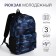 Youth backpack from textiles, 3 pockets, blue color