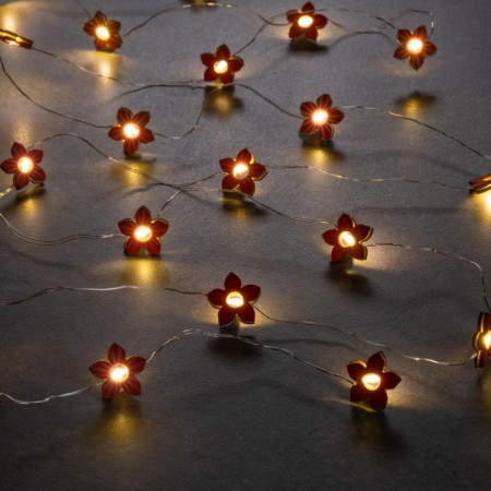 Garland “thread” 2 m dews with nozzles “flower”, IP20, silver thread, 20 LED, glow warm white, AAX2-1