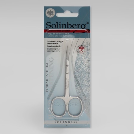 Scissors are manicure, for cuticles, bent, narrow, 10 cm, on the blist, the color is silver, 081-2