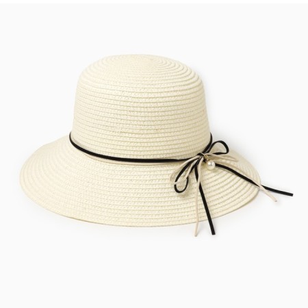 Women's hat with bowing minaku color white, rr 56-58