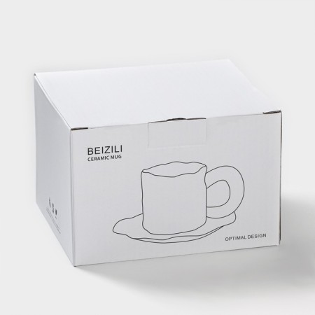 Tea couple ceramic "basalt", 2 items: mug 200 ml, saucer d = 14.8 cm, black color-5