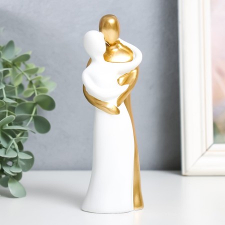 Polystone souvenir "Lovers - hugs" with a white -gold 15x4.5 cm