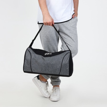 Sports bag with lightning, long belt, black/gray color-5