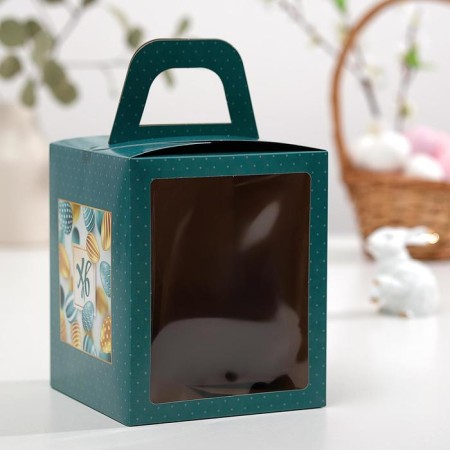 Easter box with the window "XV turquoise", 15 x 15 x 18 cm
