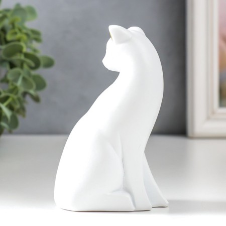 Polystone souvenir "White cat with golden ears" 4x6.5x10.7 cm-1