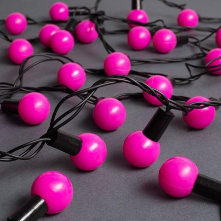 Garland “thread” 10 m with nozzles “balls 2.5 cm”, IP44, dark thread, 100 LED, pink glow, 8 modes, 220 V-1