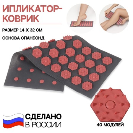 Iplikator-river, the basis of Spanbond, 40 modules, 14 × 32 cm, dark gray/red color