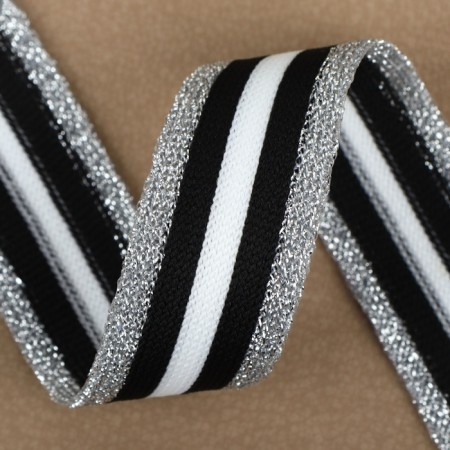 Braid knitted lamps 25 mm, 9.1 ± 0.5 m, silver/black/white color-1