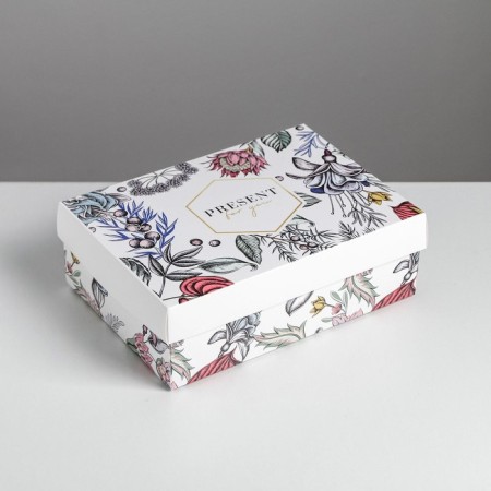 Gift folding box, packaging, "flowers", 21 x 15 x 7 cm-3