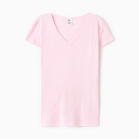Women's T-shirt V-shaped t-shirt, light pink color, size 46