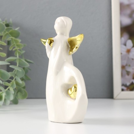 Souvenir Ceramics "Baby Angel with Heart" White with gold 10.5x4.2x14 cm-1