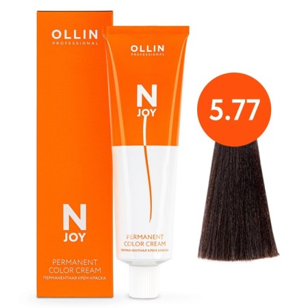 Cream-color hair Permanent Ollin Professional N-Joy, tone 5/77, light brown-haired intensive brown, 100 ml