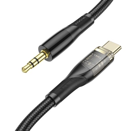 Hoco UPA25, Jack 3.5 mm (M) - Type -C, transparent, black
