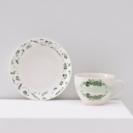 Service Porcelain Tea Daulay "Eucalypt", 12 items: 6 cups 280 ml, 6 saucer d = 15 cm-4