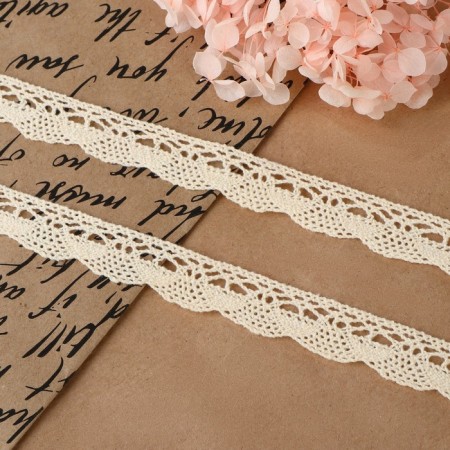 Knitted lace, 20 mm × 15 ± 1 m, beige color-1