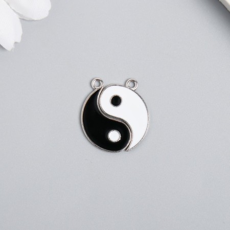 Decor for creativity Metal, enamel "yin-yang" silver set 2x2.2 cm