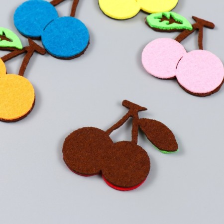 Decor for the creativity of felt "Double cherries" set of 5 pcs 5x4.7 cm-2