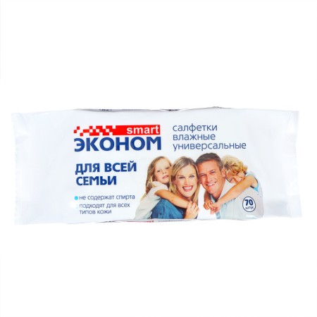 Влажные салфетки "Эконом" Smart, для всей семьи, 70 шт-4