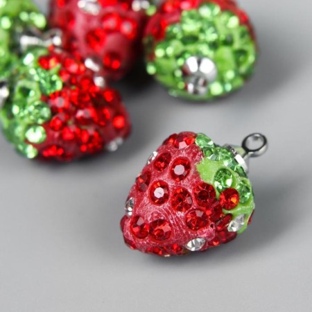 Decor for creativity plastic "Strawberry with a loop" set 5 pcs 1x1.4 cm-1