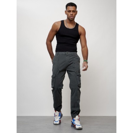 Cargo jeans men, size 52, dark gray color-4